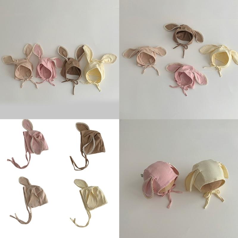 Newborns Cotton Bonnet Hat with Earflaps and Chin Ties, Breathable Baby Fetal Caps Comfortable Toddlers Warm Hat