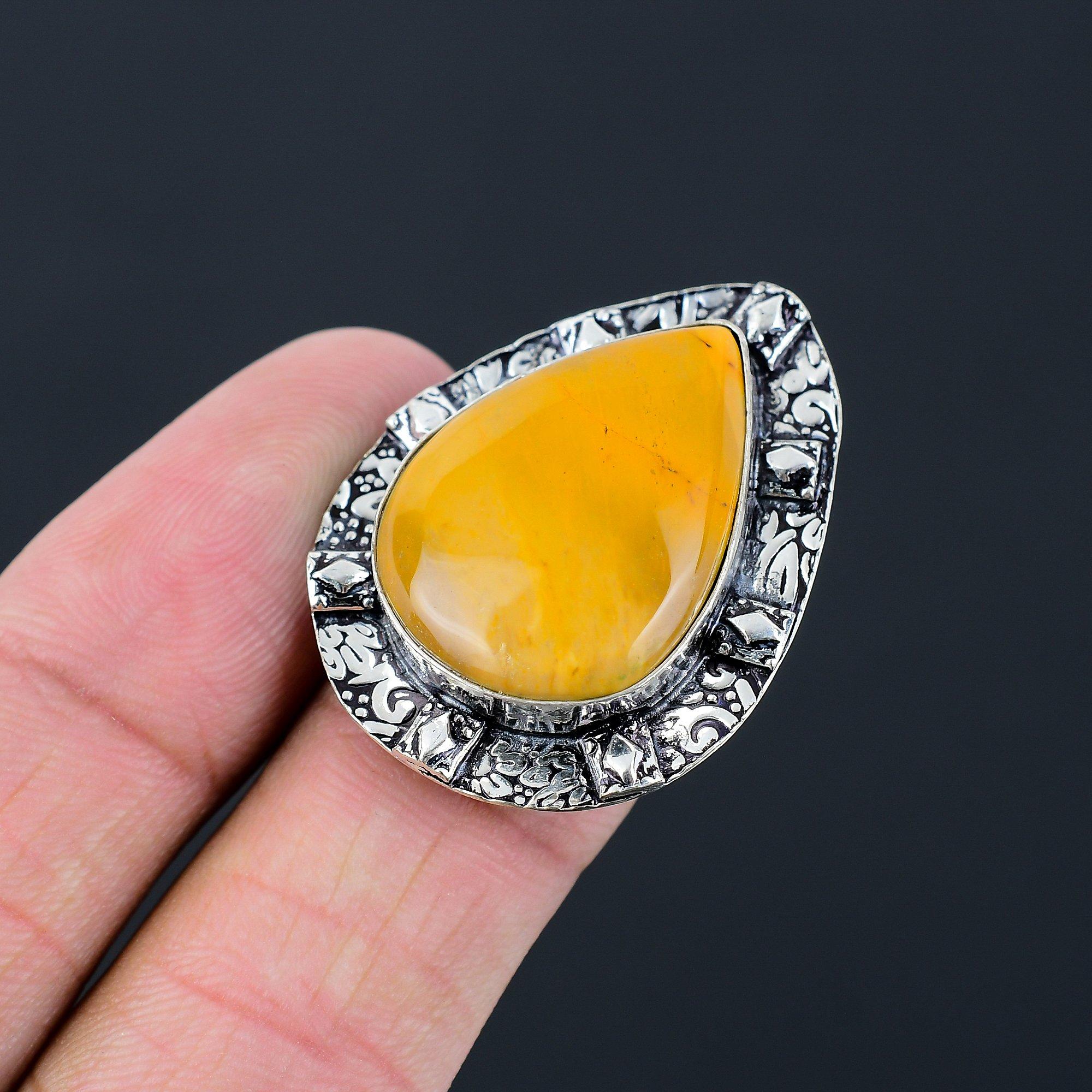 

Natural Mookaite Gemstone Stackable Yellow Ring Size 7 925 Sterling Silver 7