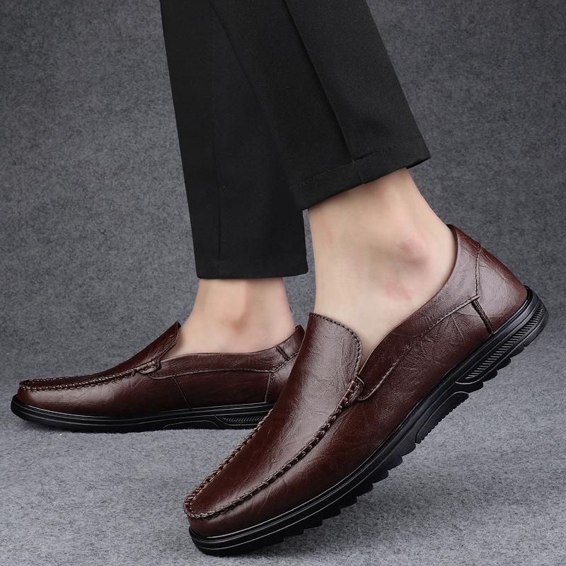 Men's Shoes 2025 Summer New Men's Waterproof and Non-slip Soft Sole Simple Wind One Pedal Comfortable Low-top Casual Leather Shoes