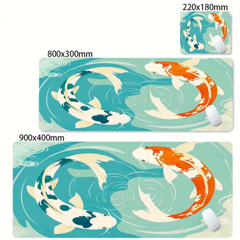Mouse Pad Japanese Desk Mat Koi Fish Japan Art Seal Yinyang fish Large XL Gaming Oversize Deskmat Rubber Mousepad x