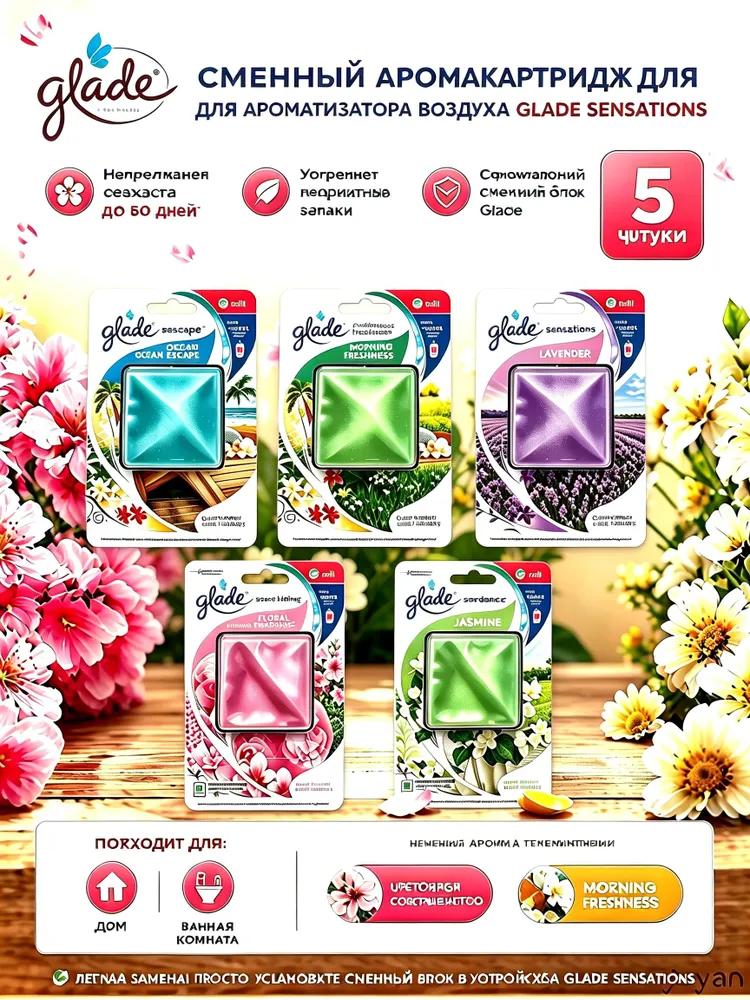 Car Fragrance, Glade Gel Freshener Various Fragrances*5 Pieces, 8ml