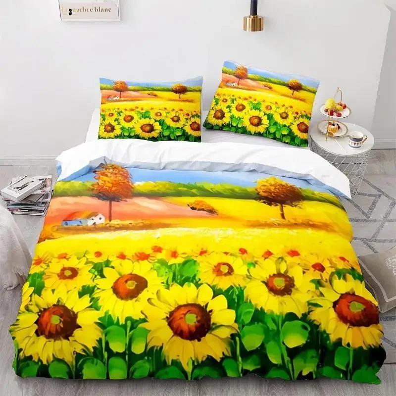 Oil Painting Flowers Digital Printing Bedding Sets Adult Bedclothes Art Duvet Cover Set Single King Queen Size Quilt Cover Set