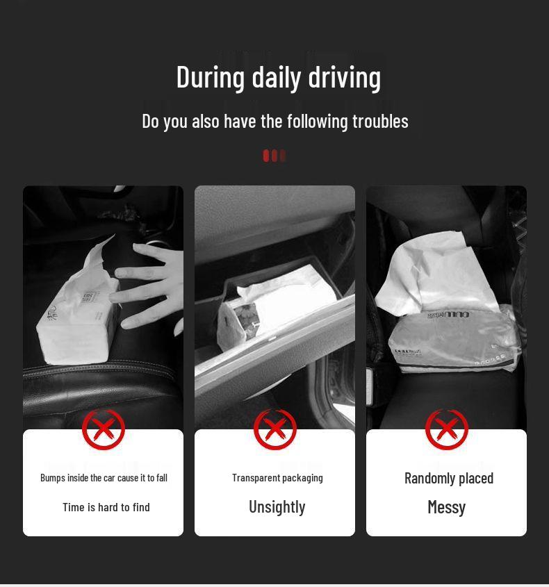 Ideal Car Tissue Box - Hanging Pull-out Design for Armrest