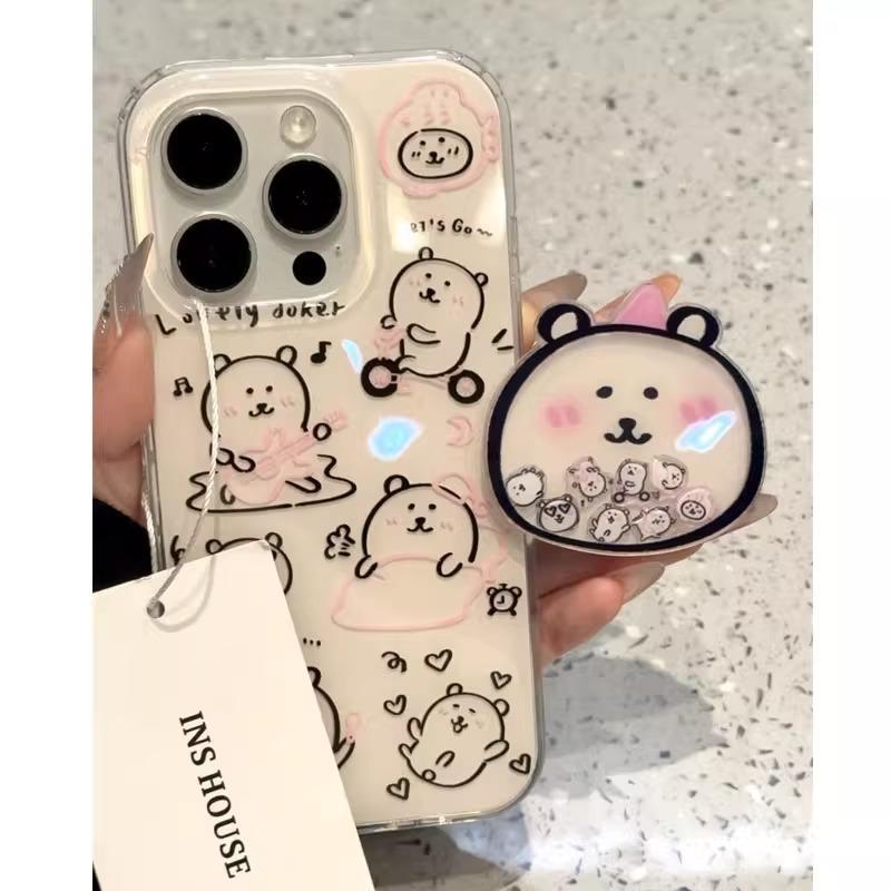 

Single Layer Blush Self-deprecating Bear for IPhone16pomax for Apple 15pr Mobile Phone Case 14 New Style 13 All Inclusive 12 For Apple 6