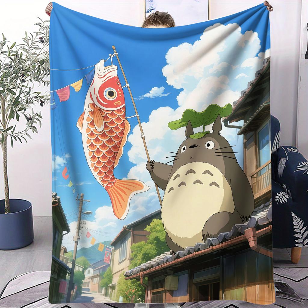 Classic Cartoon Anime TTotoros Blanket For Office Travel Comfort Leisure Camp Travel Multifunctional Universal Blanket Fan Gift