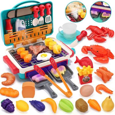 1 Set Kids Electric Simulation 2-Layer BBQ Grill Pretend Play Toy Children Kitchen Barbecue Toy