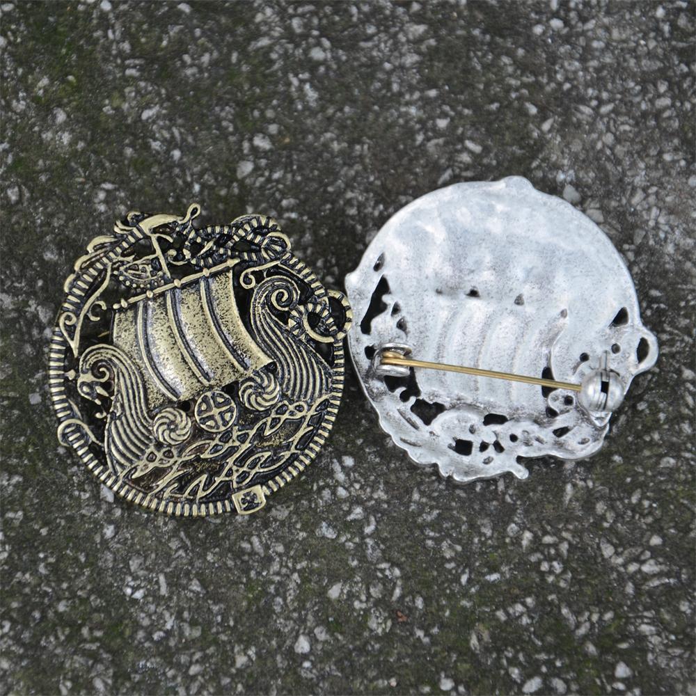 Viking Boat Brooch Norse Jewelry Vintage Ship Pin Gothic Clothes Accessories For Men Women