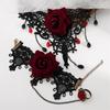 2pcs Gothic Lace Choker Necklace Finger Rings Bracelet Halloween Costume Accessories Jewelry for Women Girls Gift