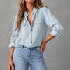 Women's Casual Long-Sleeved Denim Shirt With Pocket