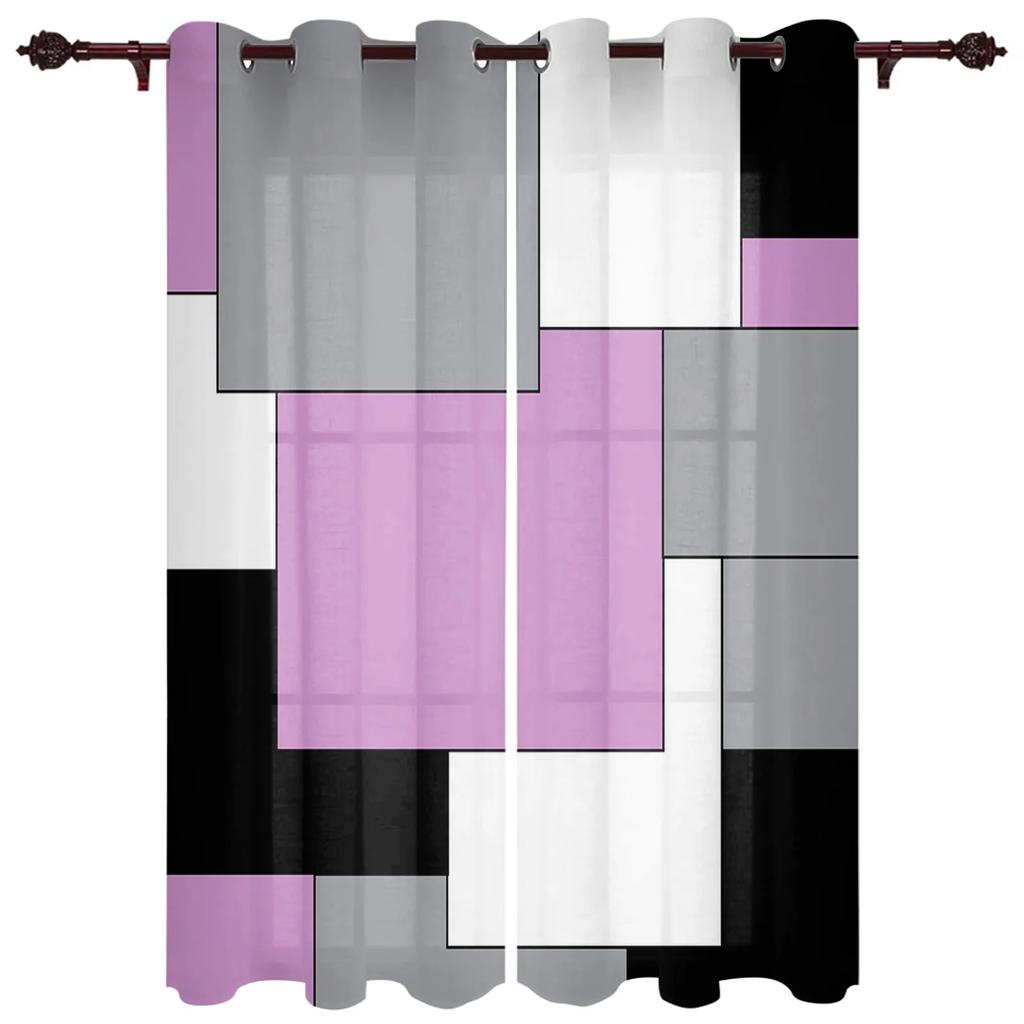 Różowy Czarny Szary Patchwork Abstrakcyjna Sztuka Średniowieczny Styl Zasłony do Sypialni Salonu Draperie Zasłona Okienna Kuchenna Dekoracja Domu