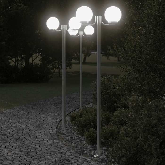 VidaXL Lampadaires d'extérieur 3 pcs argenté 215 cm acier inoxydable, éclairage au sol d'extérieur, éclairage au sol de 4006389