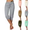 Women Summer Casual Pants Elastic Waist Drawstring With Pockets