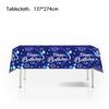 Cross-border Blue Birthday Party Set: Fireworks Print Plates, Flags & Napkins.