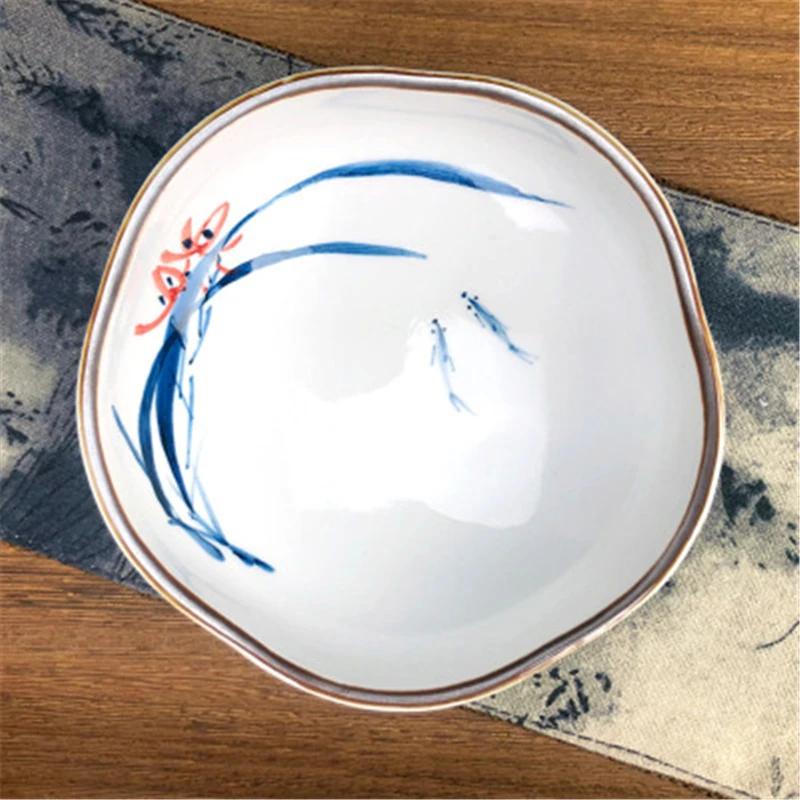 Refreshment Dish Chinese Fruit Dessert Plate Small Dish Jingdezhen Underglaze Color Ceramic Tea Tray Hand Painted Tableware