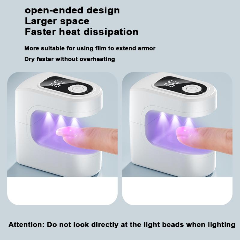Compact and portable square candy gold lamp with two levels of timed fast drying for nail plates