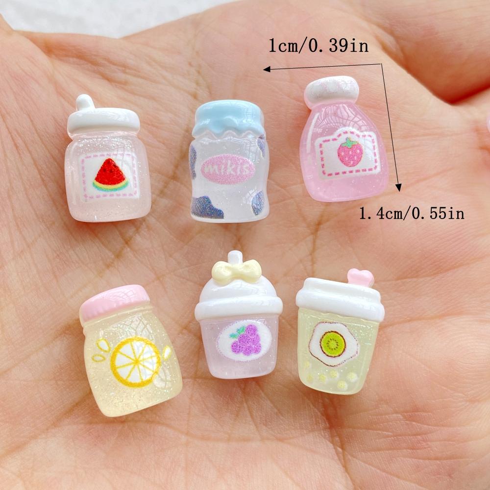 20pcs Colorful Resin Mixed Mini Fruit Strawberry, Watermelon, Milk Beverage Bottle Figurine Flatback Scrapbook Crafts DIY