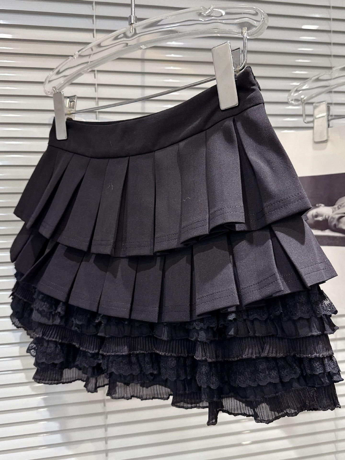 

Women s Lace Pleated Layered Short Skirt - Spring/Autumn Versatile Sweet Style M (for 43-50 kg)