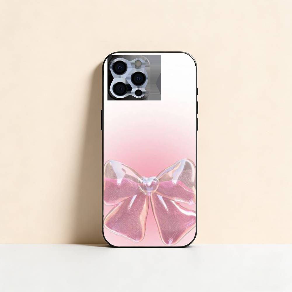 pink bows Phone Case For iPhone 17, 16,15,14,13,12,11 Plus,Pro Max, Others Soft Black Cover iPhone12PROMAX