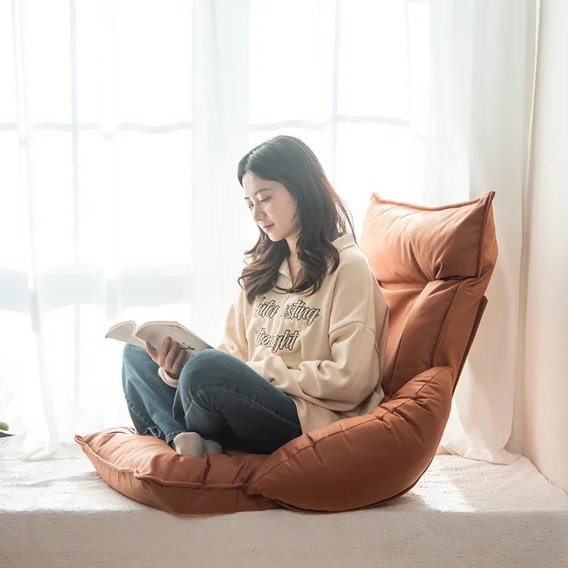 Folding Lazy Sofa Chair Adjustable Tatami Reading Chair Household Small Sofa Balcony Window Lounger Relaxation Furniture