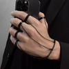 Punk Geometric Black Color Chain Wrist Bracelet Ring For Women Men Open Ring Copper Link Chain Girls Cool Design Fashion Jewelry