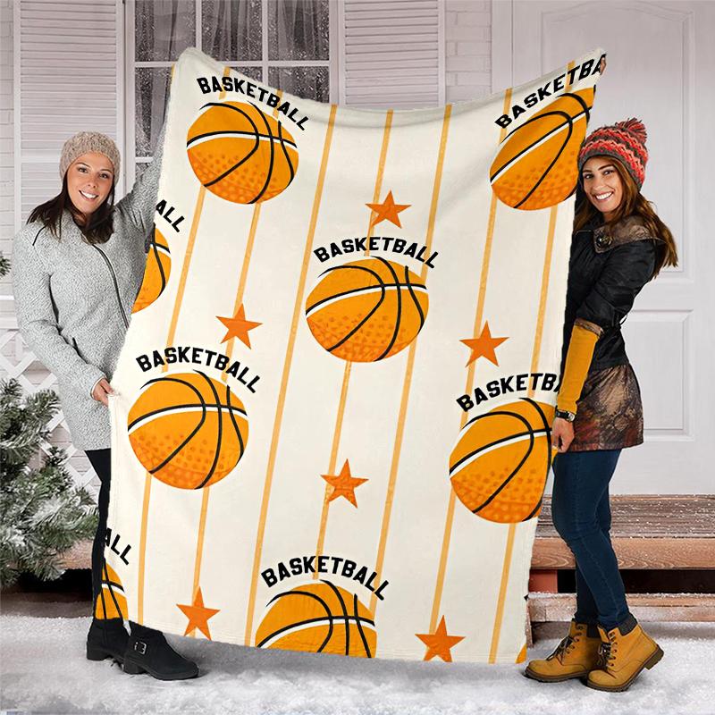 Basketball Theme Printed Blanket - Perfect for Couch, Bed, Travel & Outdoor Use | Machine Washable, Cozy & Durable.