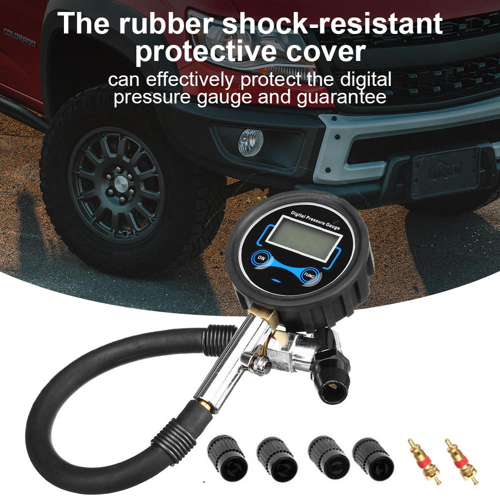 Digital Tire Inflator LCD Display Tire Pressure Gauge 3-200PSI Car Tire Air Pressure Inflator LED Backlight for Motorcycle Bike