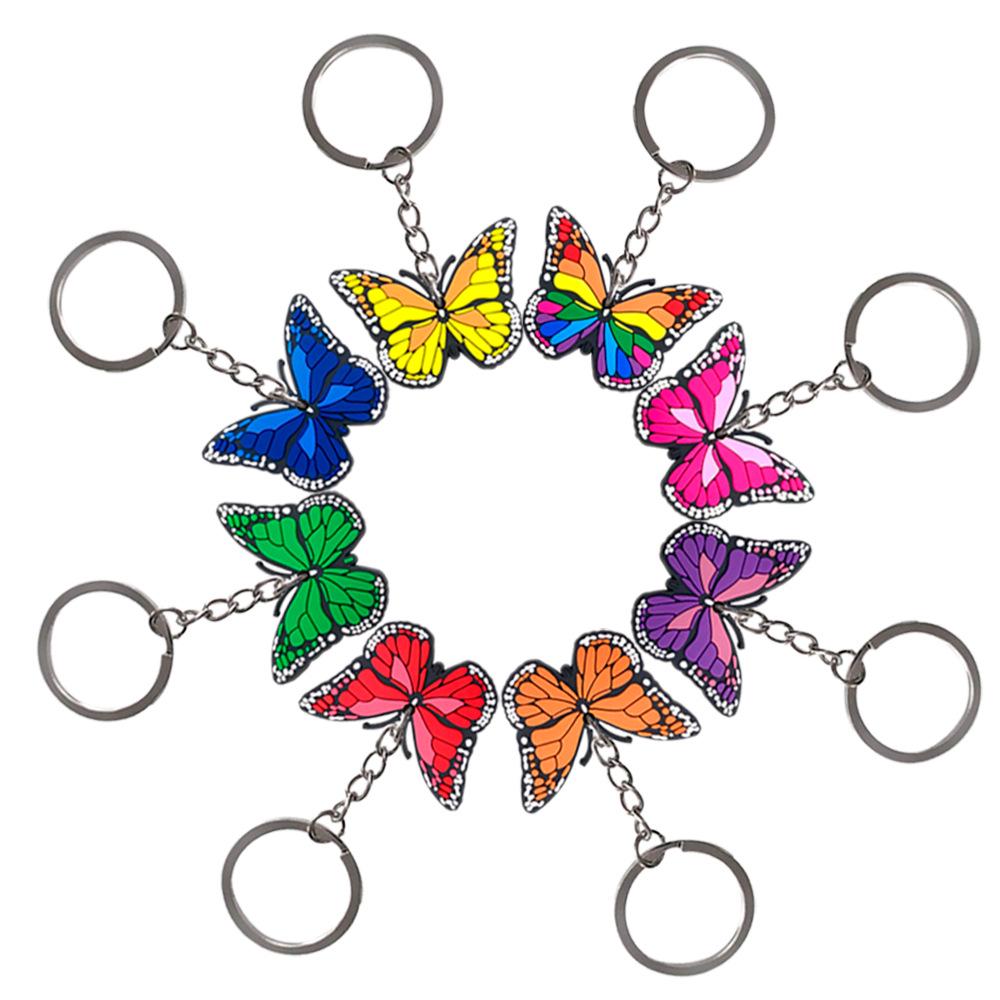 8-delige Vlinder Zacht PVC Rubber Sleutelhanger Set - Afstuderen en Kleine Cadeau Hangers