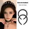 Fascia Nera Larga Borchiata Punk Rock per Dimagrire il Viso Fascia per Capelli Sottocultura Edgy Y2K Moda Alternativa Accessori per Capelli per Donne