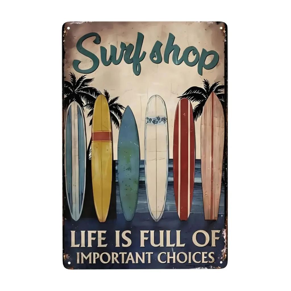 Retro Tin Signs Beach Room Decor Vintage Beachy Bedroom Surfboard Wall Decor 12x8 Inches Sign For Surfer Girl Aesthetic