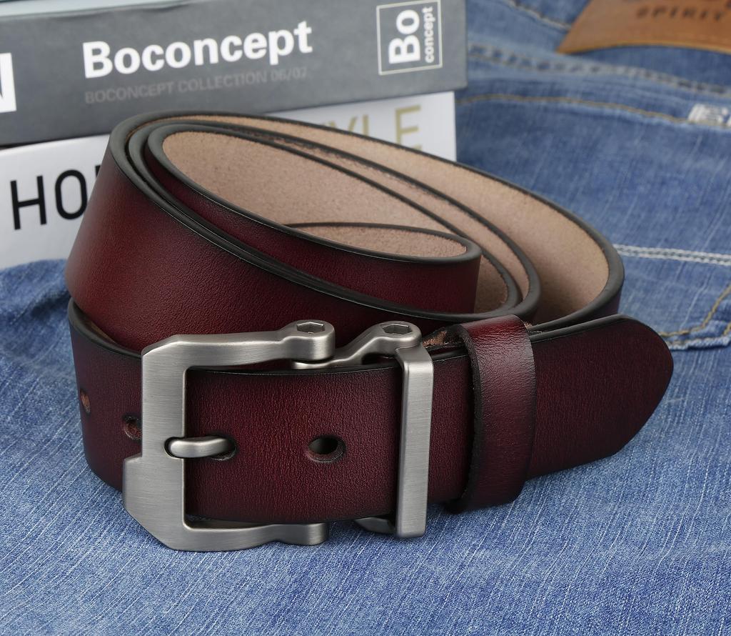 JingHao Genuine Leather Plus Size Casual Jeans Business Work Brown Length Belt Length Aa10 Men's Belt, Belt, Belt, Belt, & Black, 105cm-165cm (31"-33"