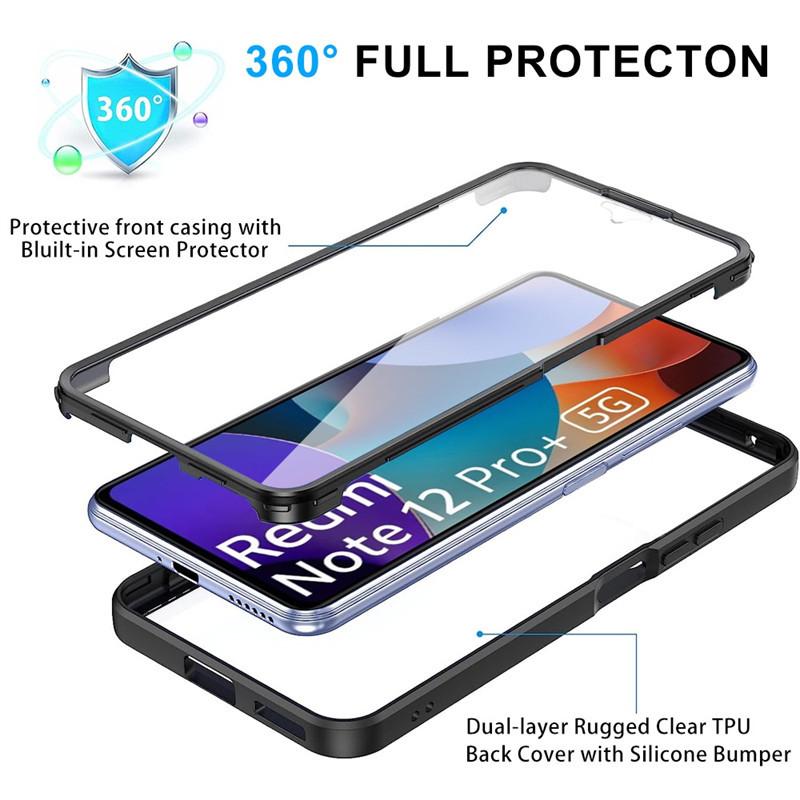 360 Full Shockproof Silicone Case For Xiaomi Redmi 13C 12C 12 10C 9 9A 9C Note 13 12 11 10S 9 Pro Built-in Screen Protector Case