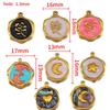 2pcs Stainless Steel Gold Plated Enamel Flower Rose Heart Moon Bracelet Charm for DIY Necklace Earring Component Jewelry Making