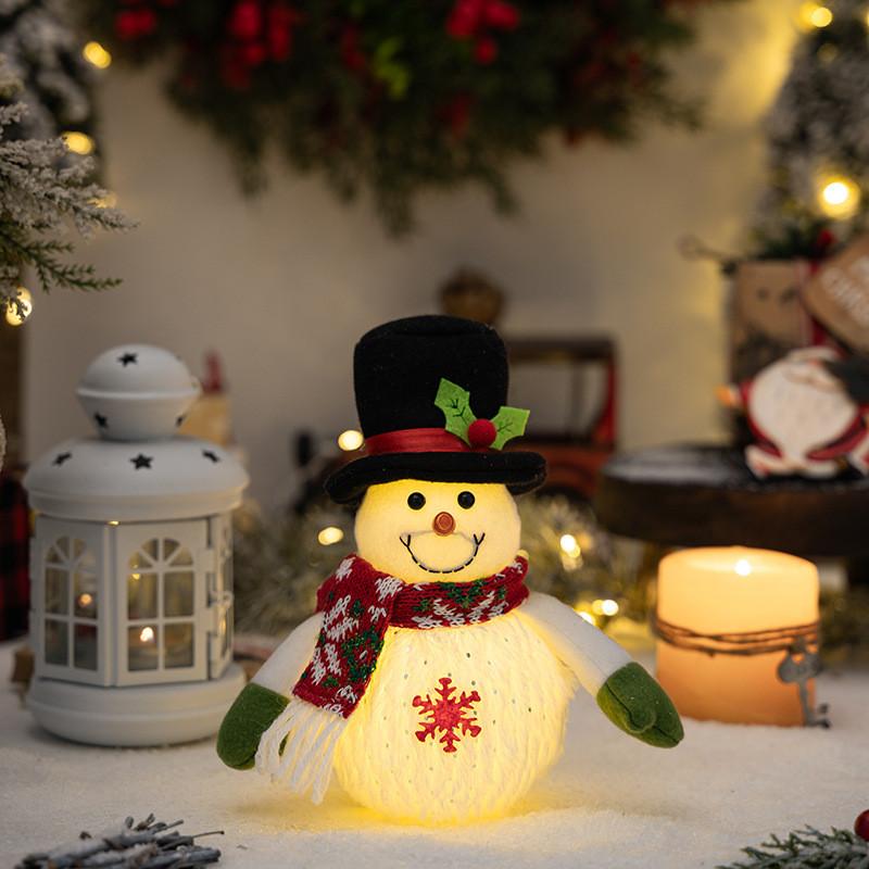 Charming Snowman Plush Figure With Magical Led Lights For Holiday Decoration Gifts And