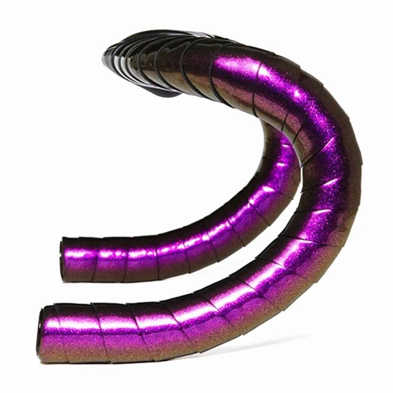 

Ремень для руля из искусственной кожи EVA для шоссейного велосипеда, антивибрационный, блестящий, намотка на руль велосипеда (Набор из 2) с заглушками для бара purple