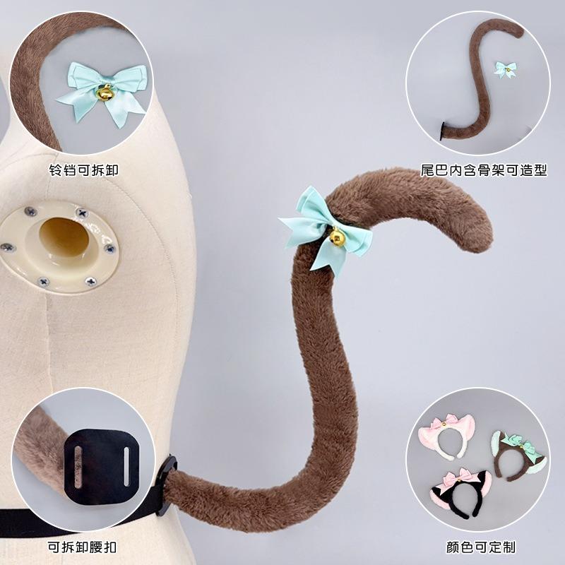 Lolita kc cerchietto con orecchie da gatto fiocco di peluche campanellino accessori per capelli fatto a mano adorabile signora gatto copricapo lolita
