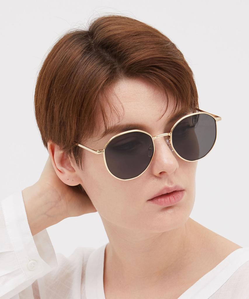 Oateu Todd Black Gold Square Metal Sunglasses