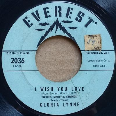 7inch Record GLORIA LYNNE - I Wish You Love / Through A Long An 2036 Everest 1963 US Jazz Used