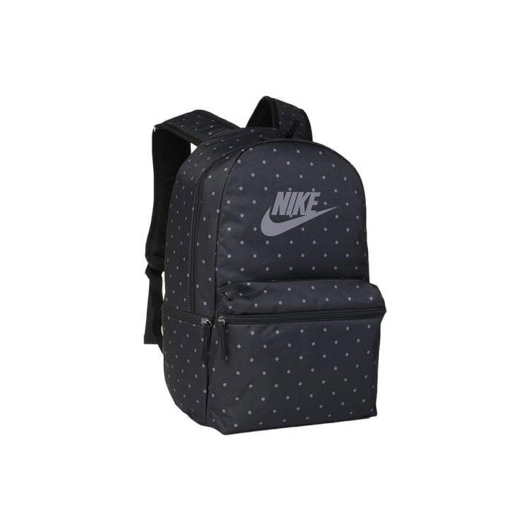 Nike Heritage Sports Trend Polka Dot Pattern Print Polyester Backpack Unisex Backpacks Black Gray BA5761-011