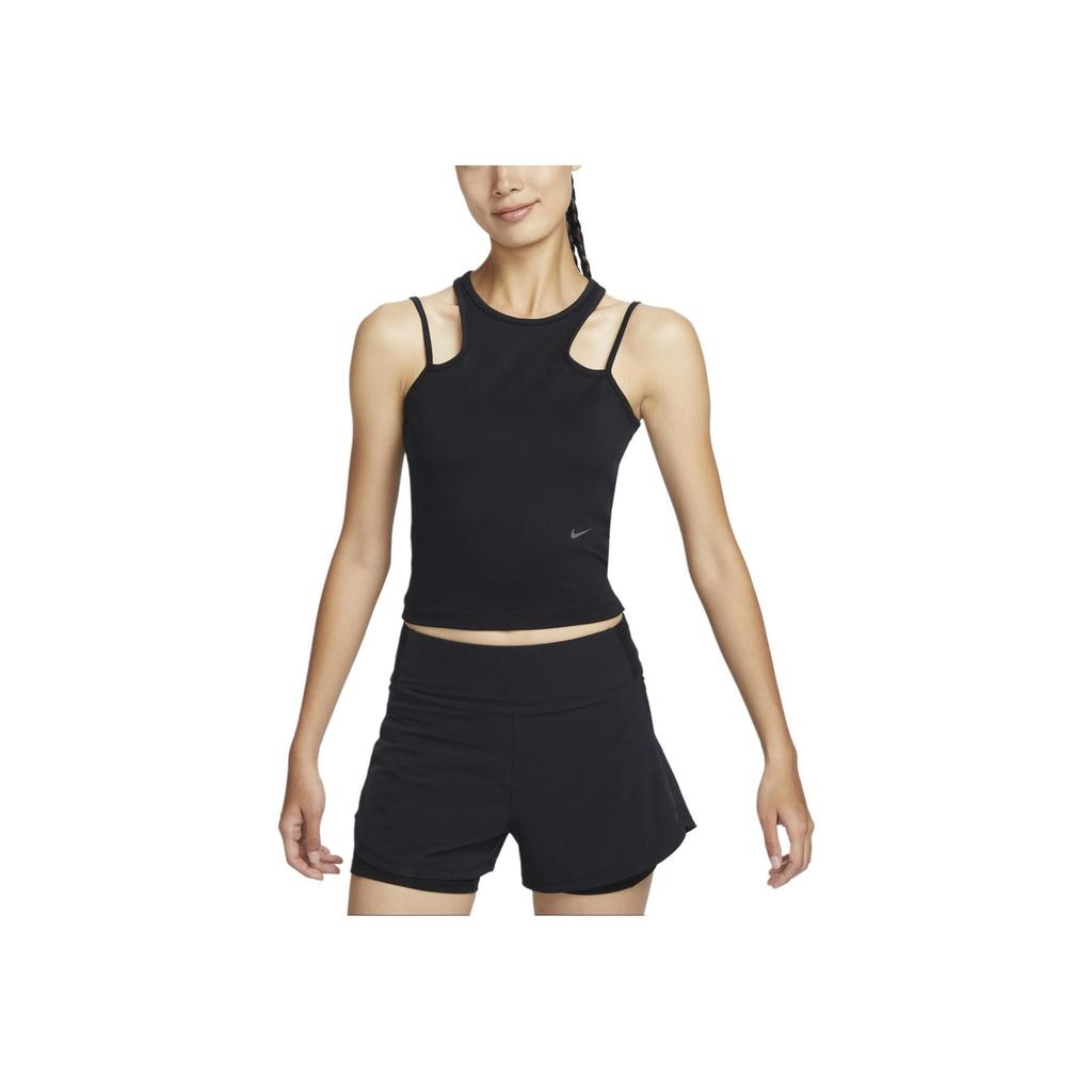 Nike Canotta da donna senza maniche girocollo con logo monocolore Dri-FIT Nera DX6488-010