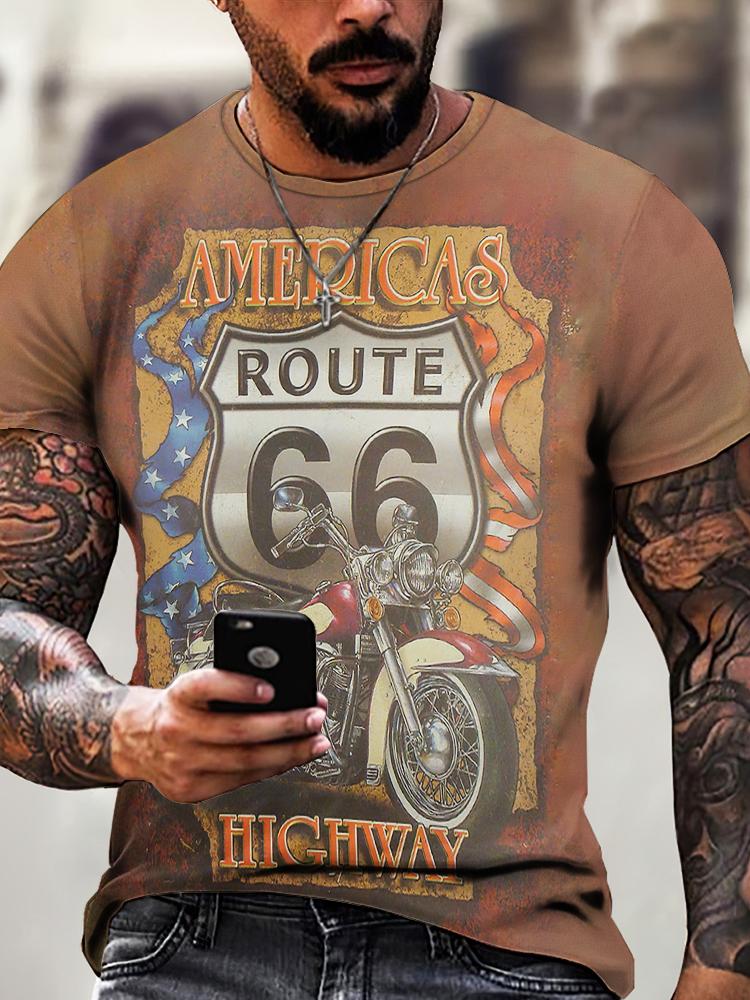 Vintage Street Exploration 3D-gedrucktes Herren-T-Shirt Neues Trend-T-Shirt Vintage Locker Sommer Rundhals Kurzarm Unisex-Oberteil