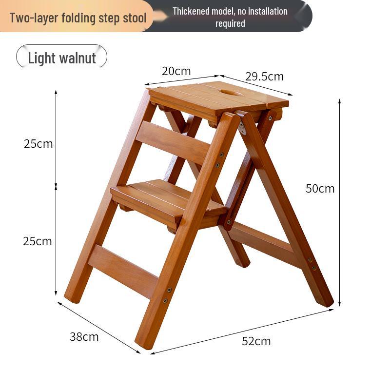 Solid Wood Folding Ladder & Indoor Step Stool Chair - Multi-Functional, No Assembly Needed