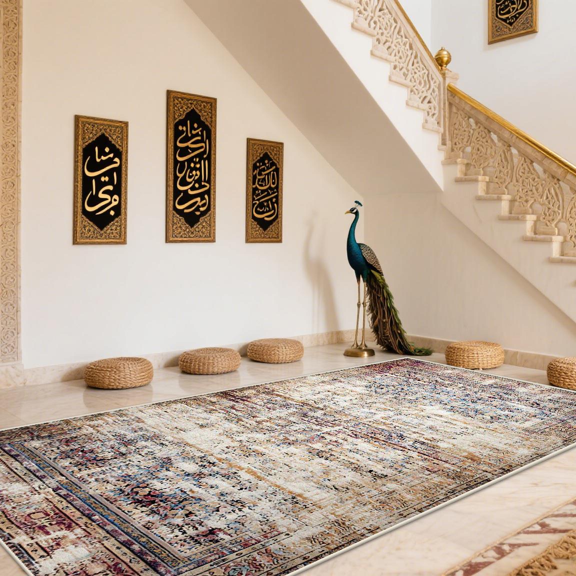 

Bohemian Retro Rugs for Living Room Old-fashioned Home Decoration Large Area Washable Carpets Bedroom Easy Clean Foot Mat Soft 60x90cm