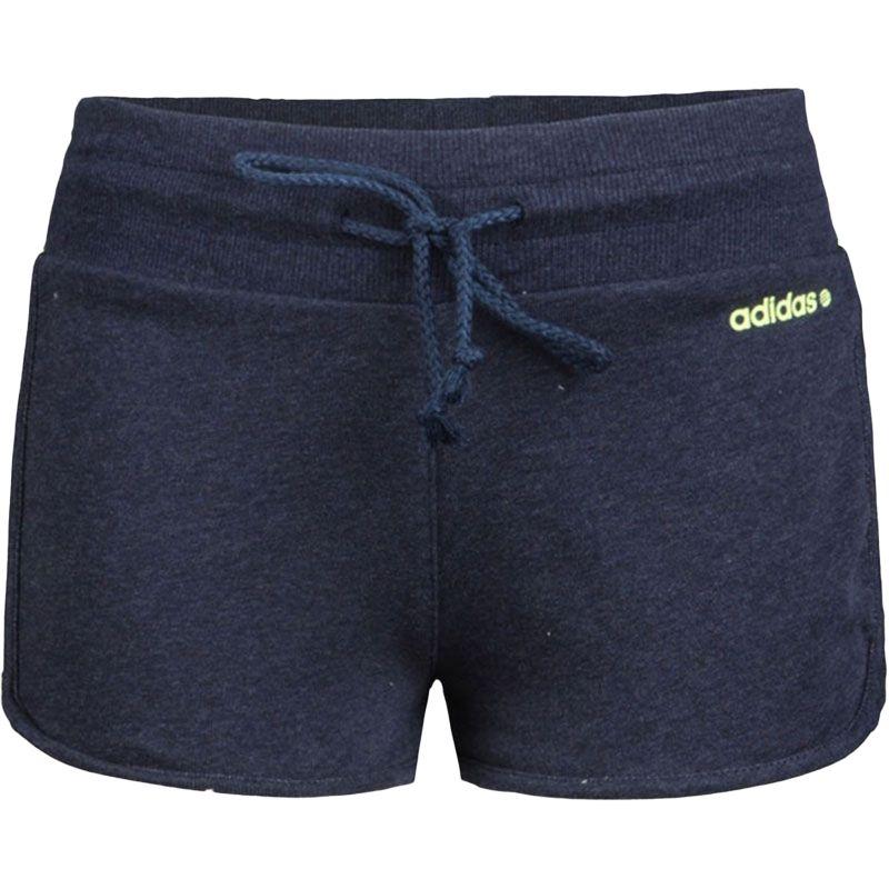 Adidas Neo Sports Lifestyle Logo Knitted Breathable Lace-Up Sports Shorts Women Shorts Navy-Blue S25157