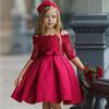 One-Shoulder-Spitze-Sling-Ärmel-Satin-Tutu-Kleid für Babys, elegantes Prinzessinnen-Party-Hochzeitskleid für Teenager-Mädchen, Rot, Grün, Weiß, 3–10 Jahre