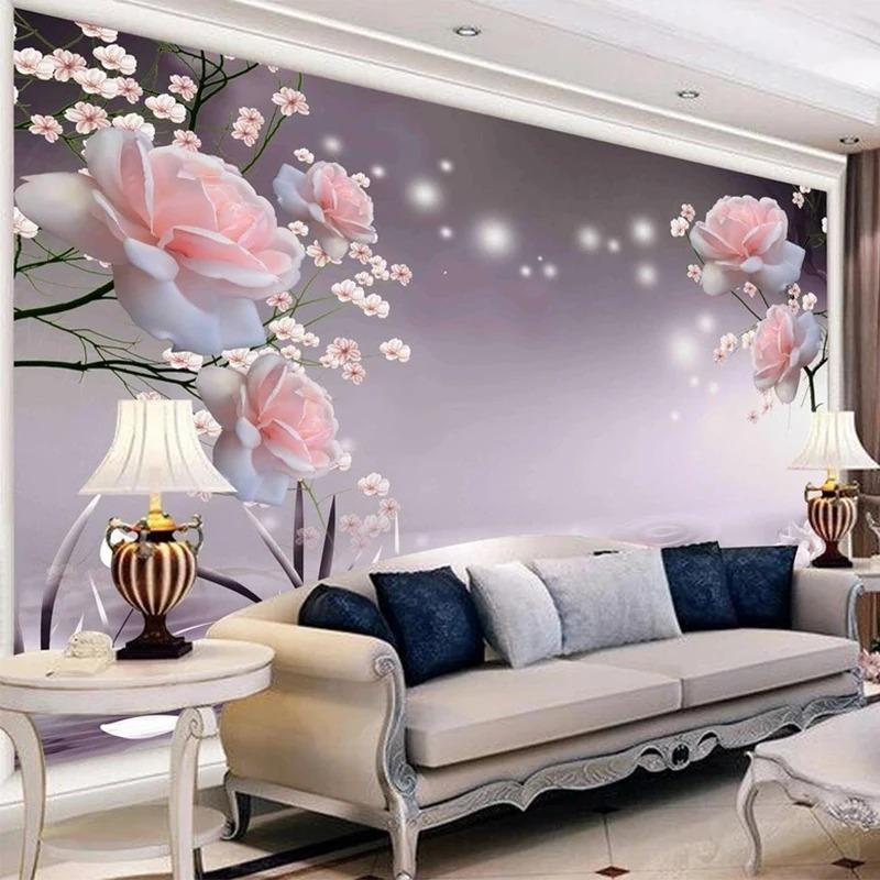 Modern 3d Wall Mural Rose Flowers Wallpaper Living Room Tv Sofa Bedroom Romantic Murals Home Decor