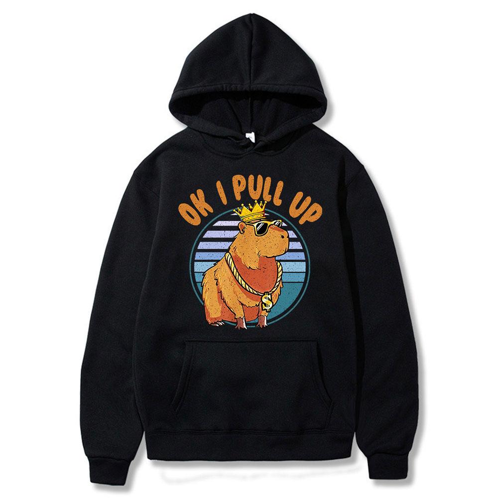 Funny Ok I Pull Up Capybara Potisk Mikina Unisex Dámská Móda Mikiny Streetwear Mikiny JDM Automobile Culture