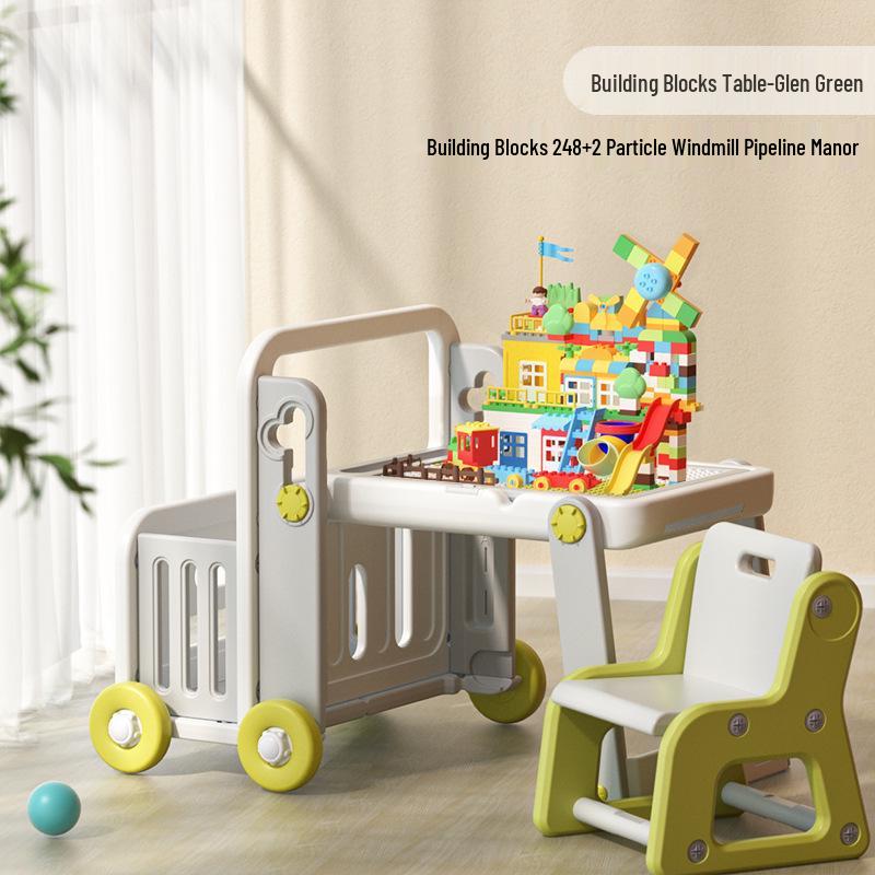 Manlong Convertible Building Block Table & Foldable Drawing Board - Educational Game Table for Boys & Girls, Ideal First Birthday Gift