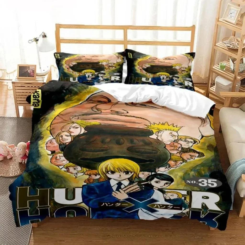 Anime HUNTER HUNTER Bedding Set Printed Bed Set With Pillowcase Bed Duvet Cover Soft Single Double Queen Super King Size