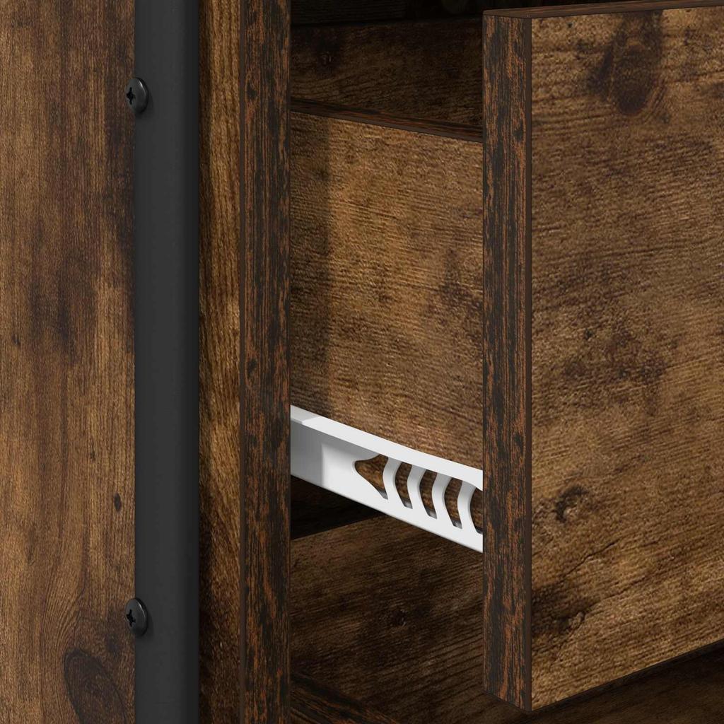 Nightstand Smoked Oak 35 X 36.5 X 61 Cm Engineered Wood