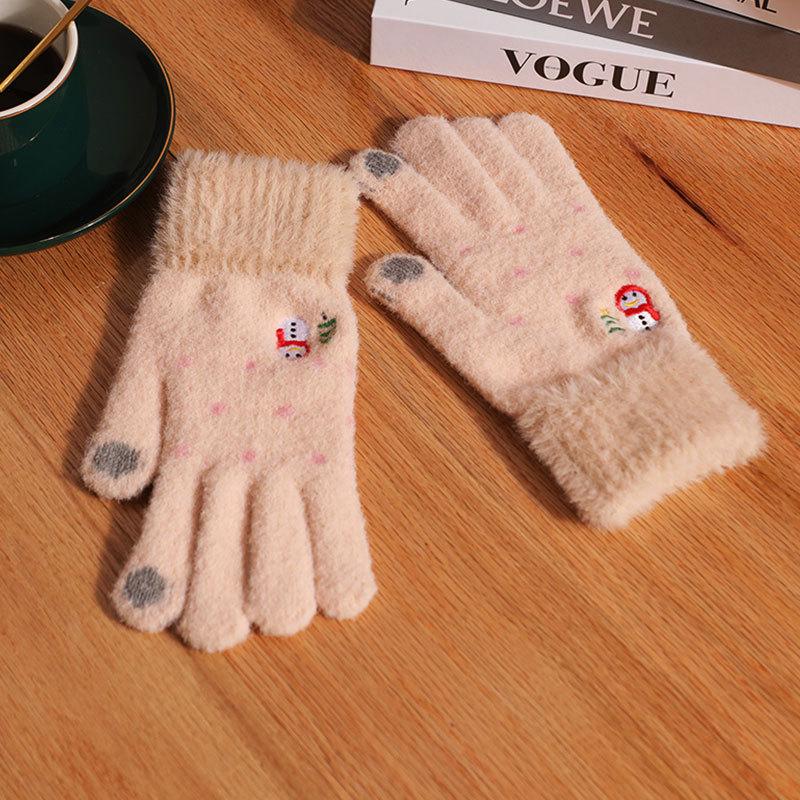 Winter Female Ins Cute Velvet Cold-proof Soft Girl Cycling Five-finger Cycling Season
